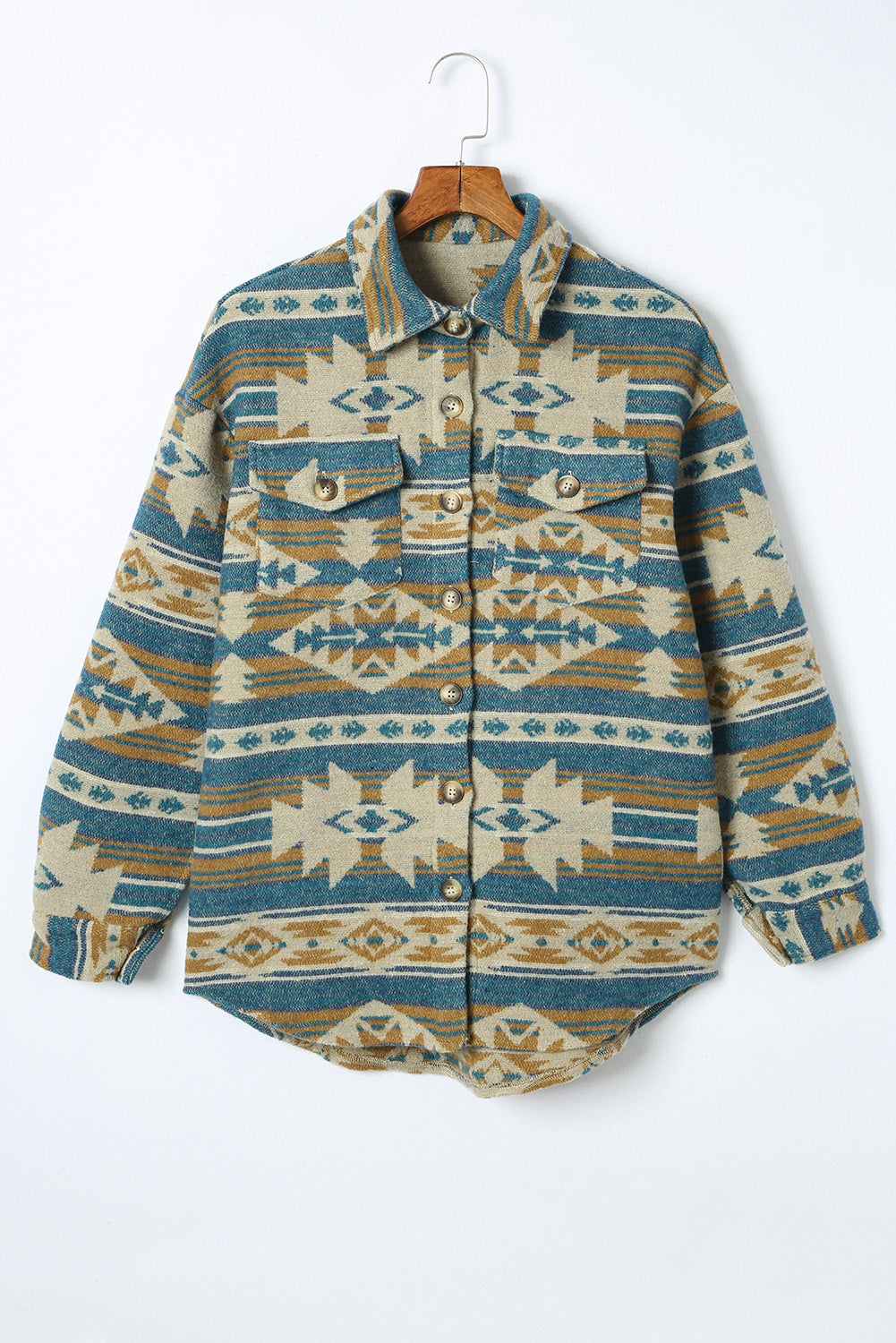 Skjorte Blue Aztec Western Shacket