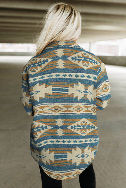 Skjorte Blue Aztec Western Shacket