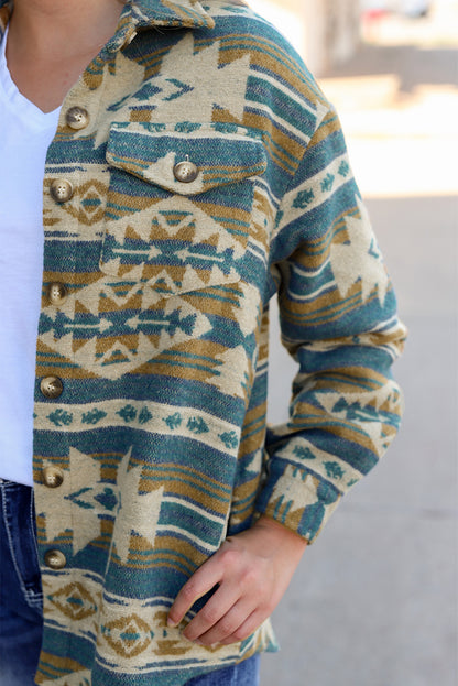 Skjorte Blue Aztec Western Shacket