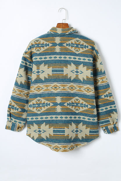 Skjorte Blue Aztec Western Shacket