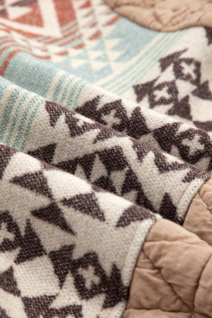 Beige Quilted Aztec Jakke