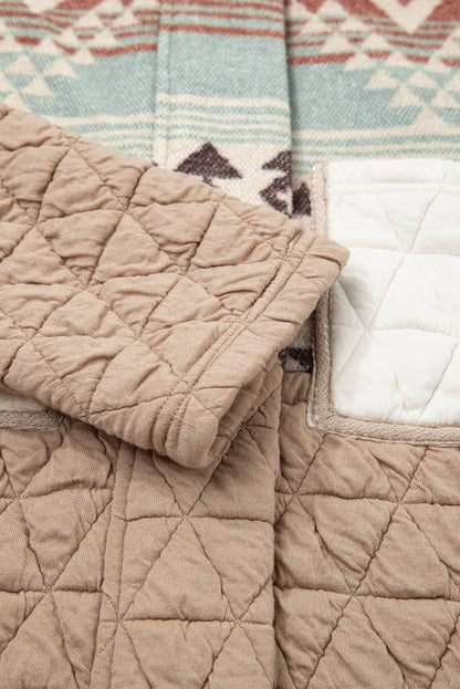 Beige Quilted Aztec Jakke