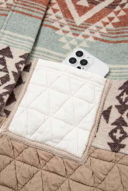 Beige Quilted Aztec Jakke