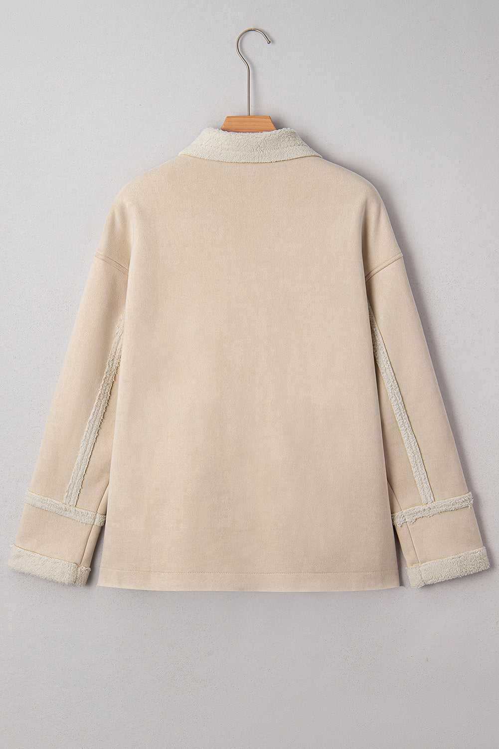 Beige Semsket Jakke med Fleecefôr