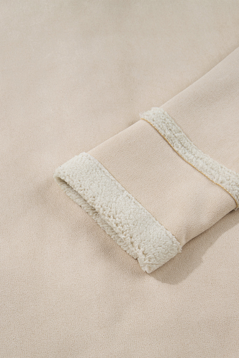 Beige Semsket Jakke med Fleecefôr