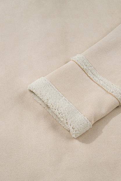 Beige Semsket Jakke med Fleecefôr