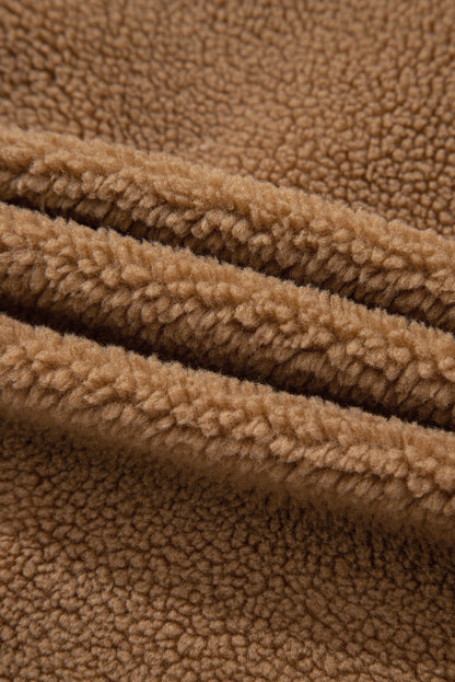 Beige Fleecevest med Knyting