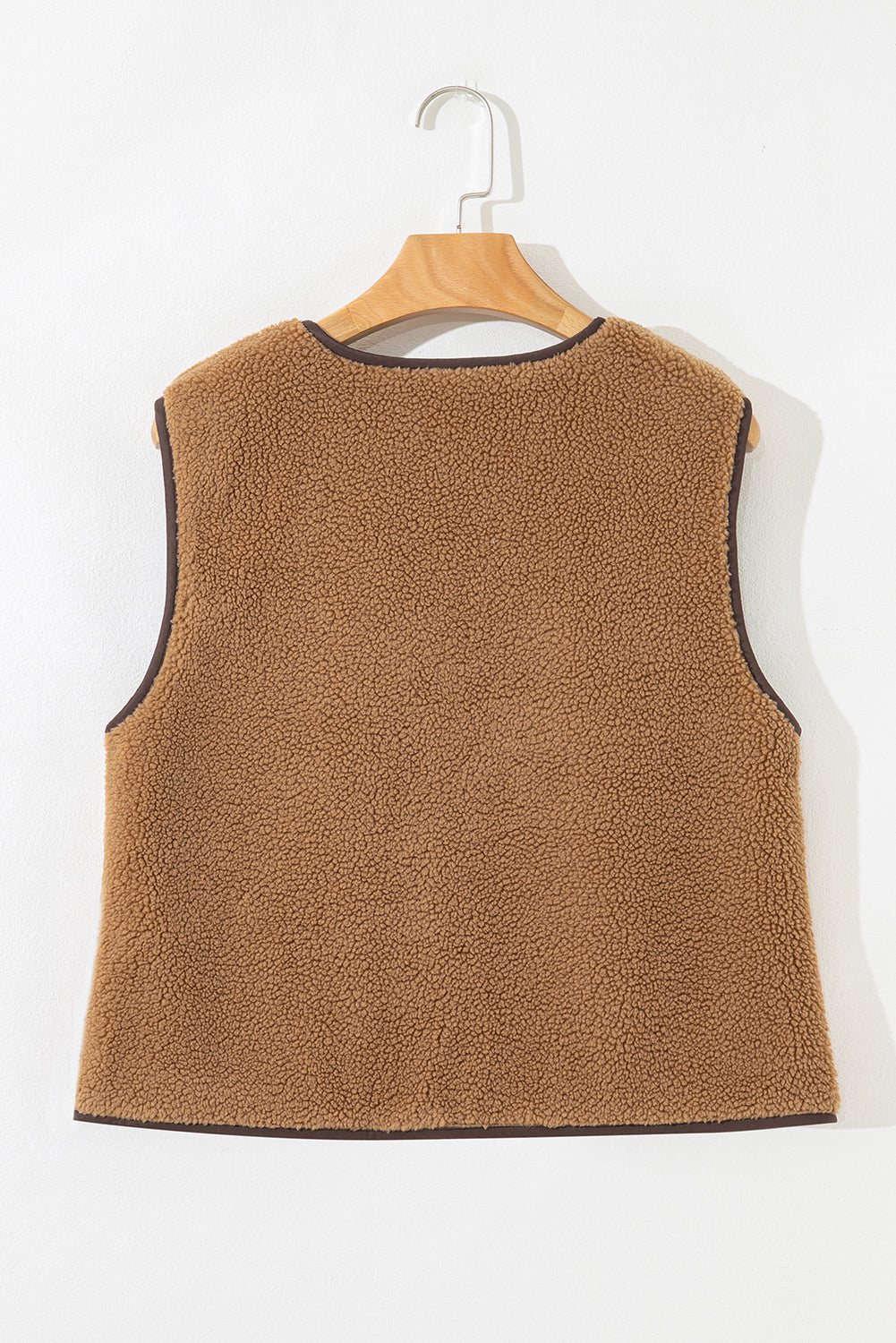 Beige Fleecevest med Knyting