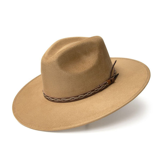 Pinch Front Flat Brim – Moteriktig westernhatt i kamelfarge