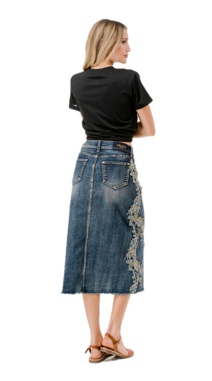 Grace in LA Floral Denim Skirt / Skjørt
